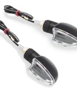 Bikemaster Ultra Small V-Shaped Black Turn Signals Clear Lens Pair