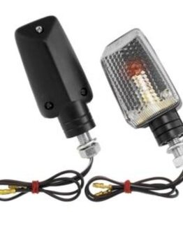 Mini Black Stalk Mini Marker Light Clear Lens Amber Bulb Pair