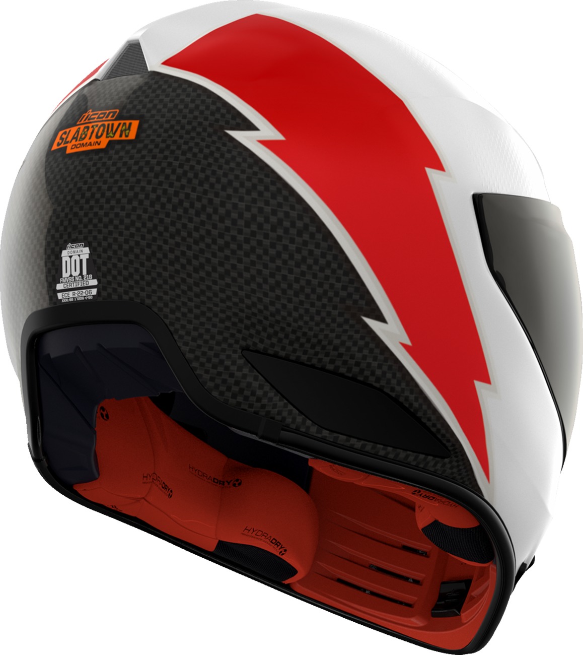 ICON Domain Slabtown Full Face Helmet S White Red Unisex - Image 4