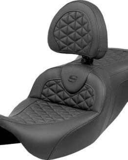 Saddlemen RoadSofa Tri Gripper Extended Reach Seat w/Backrest For Harley FLH/FLT 08-25