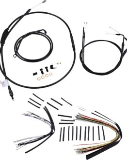 Extended Black Control Cable Kit For Softails - 16" tall bars