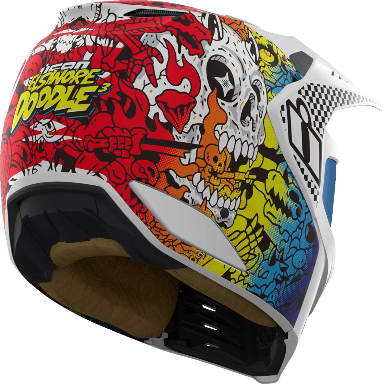 ICON Elsinore Doodle 3 Helmet White Multi Unisex S - Image 4