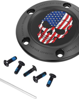 Figurati Designs 5-Hole Skull Timing Cover Black For Harley-Davidson