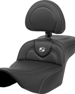 Saddlemen Roadsofa Extended Reach Seat Black w/ Backrest For Harley FL 23-24