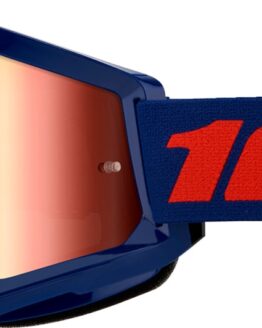 100% Strata 2 Navy Goggles Red Mirror Lens Anti-Fog Offroad MX ATV