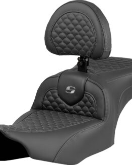 Saddlemen Roadsofa Seat Dragon Scale Gray Stitch w/Backrest For FLTR/FLHX 23-24