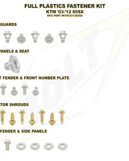 Bolt Full Plastic Fastener Kit Silver Steel Fits 03-12 KTM 85 SX