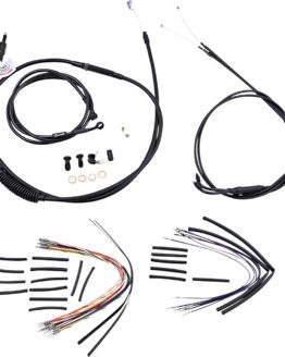 Extended Black Control Cable Kit For Softails - 18" tall bars