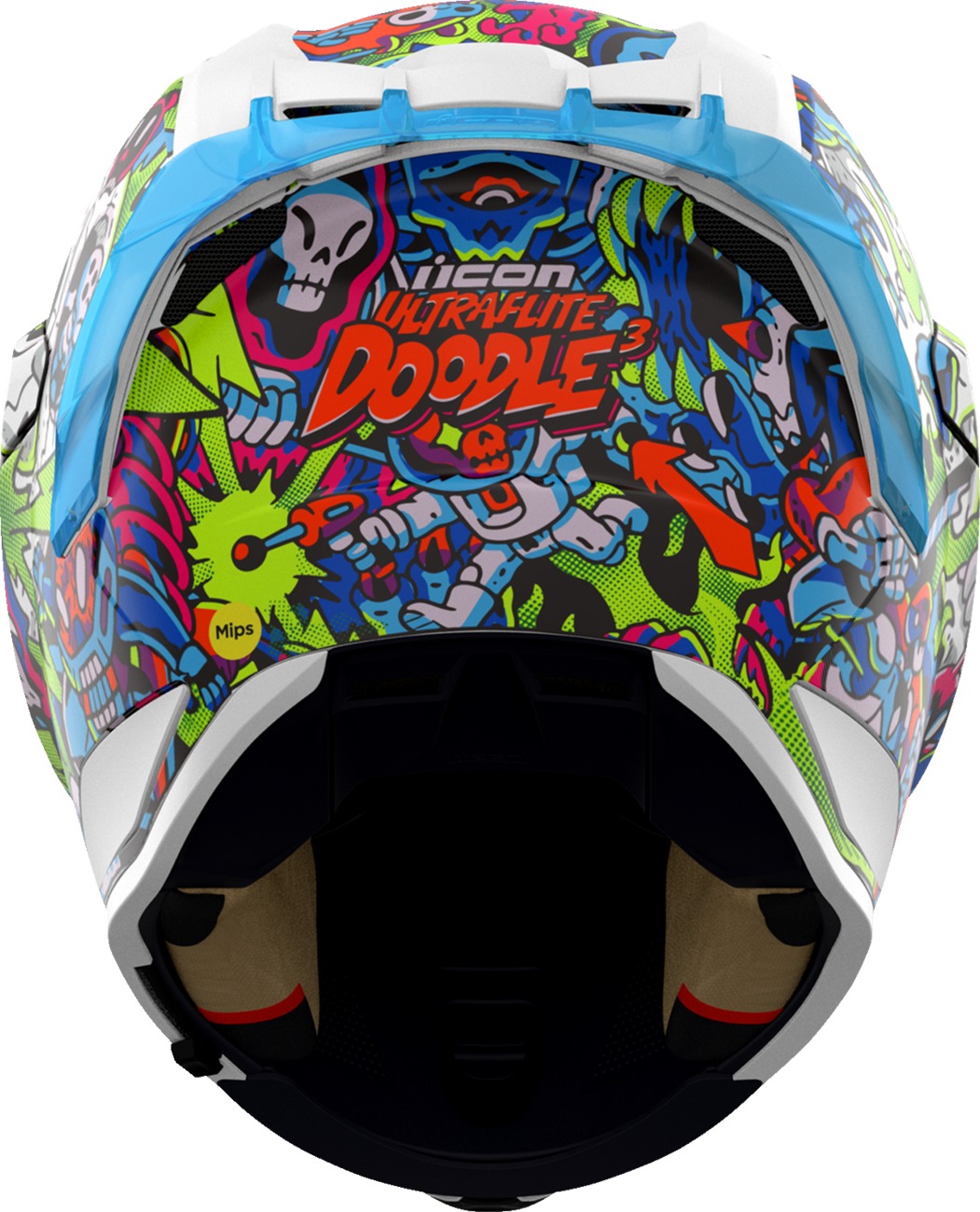 ICON Ultraflite Doodle 3 MIPS Helmet 3XL Blue Multi Unisex - Image 4