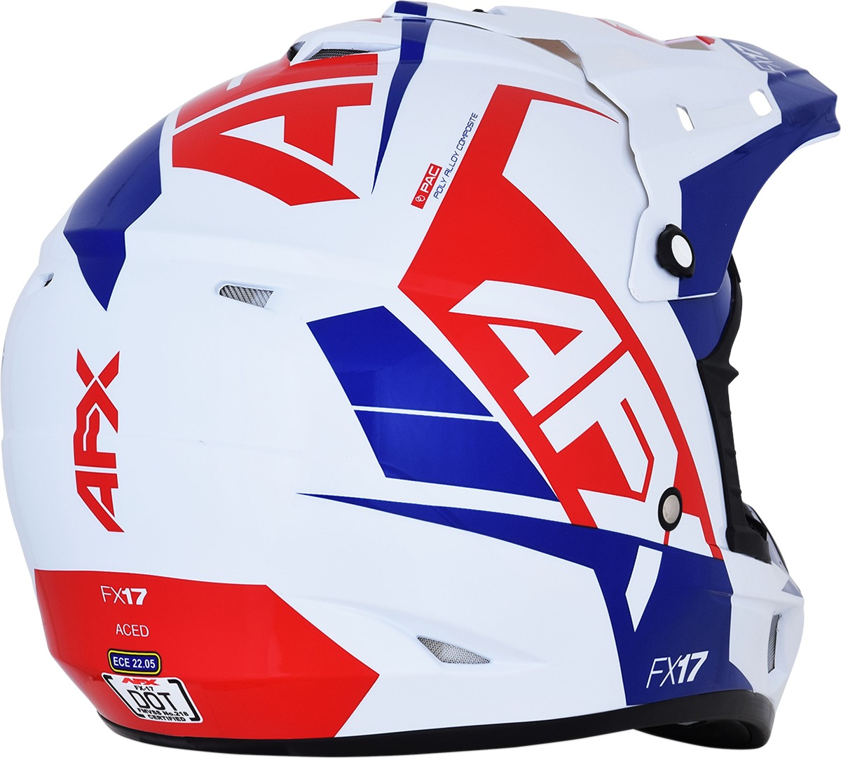 FX-17 Full Face Offroad Helmet Blue/Red/White 2X-Large - Image 9