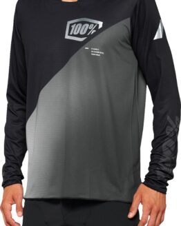 100% Men's R-Core X Long Sleeve Jersey, Black/Grey, 2XL
