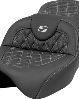 Saddlemen Roadsofa Seat Lattice Silver Stitch w/o Backrest Harley FL 08-23