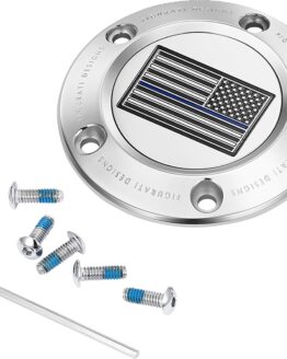 Figurati Designs 5-Hole Blue Line Flag Timing Cover Stainless Harley