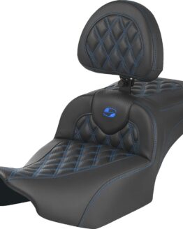 Saddlemen Roadsofa Extended Reach Seat Blue Lattice Stitch with Backrest FLTR FLHX 2023-2024