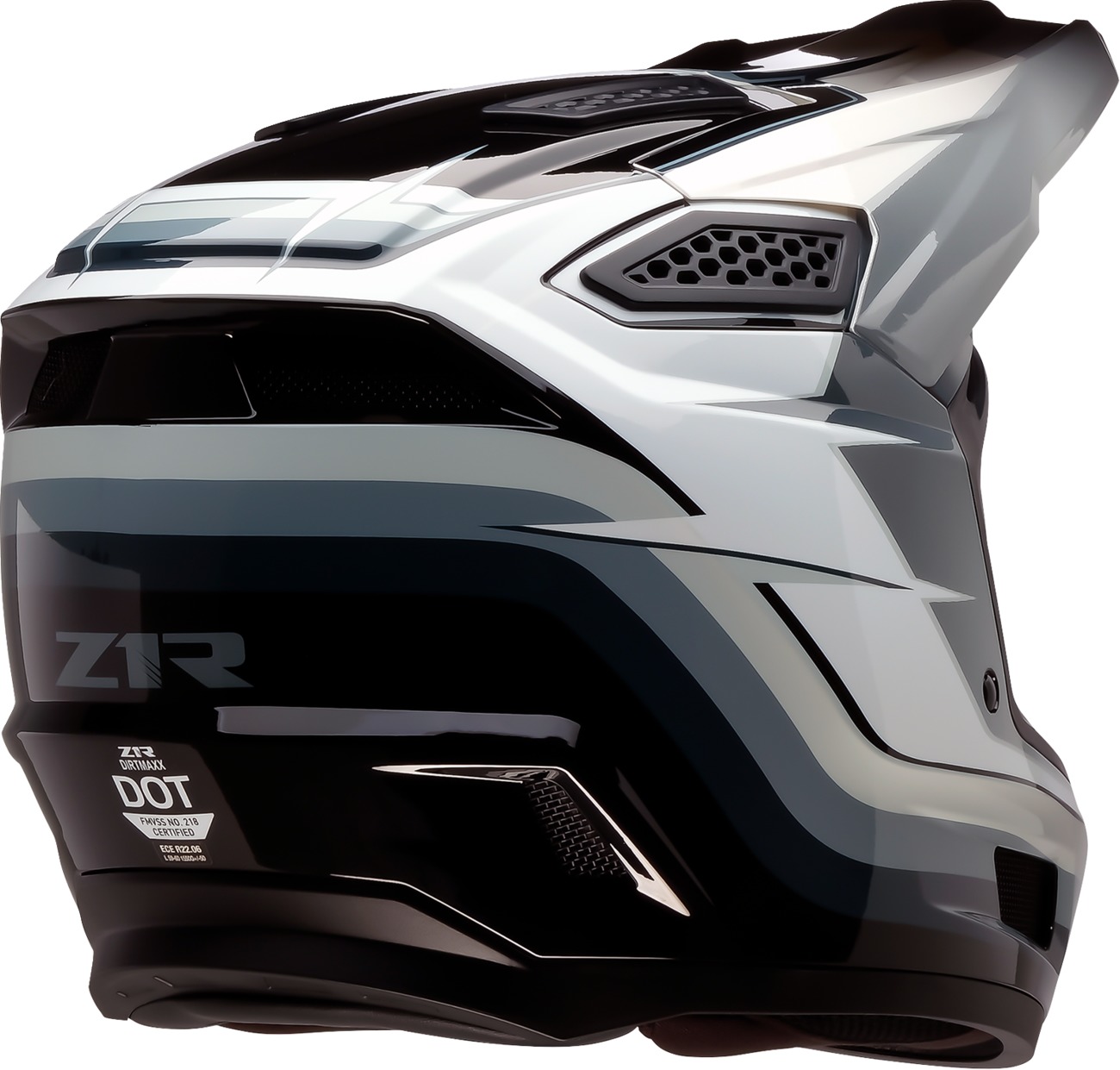Z1R Dirt Maxx Vortex Helmet Black/White/Gray Large - Image 4