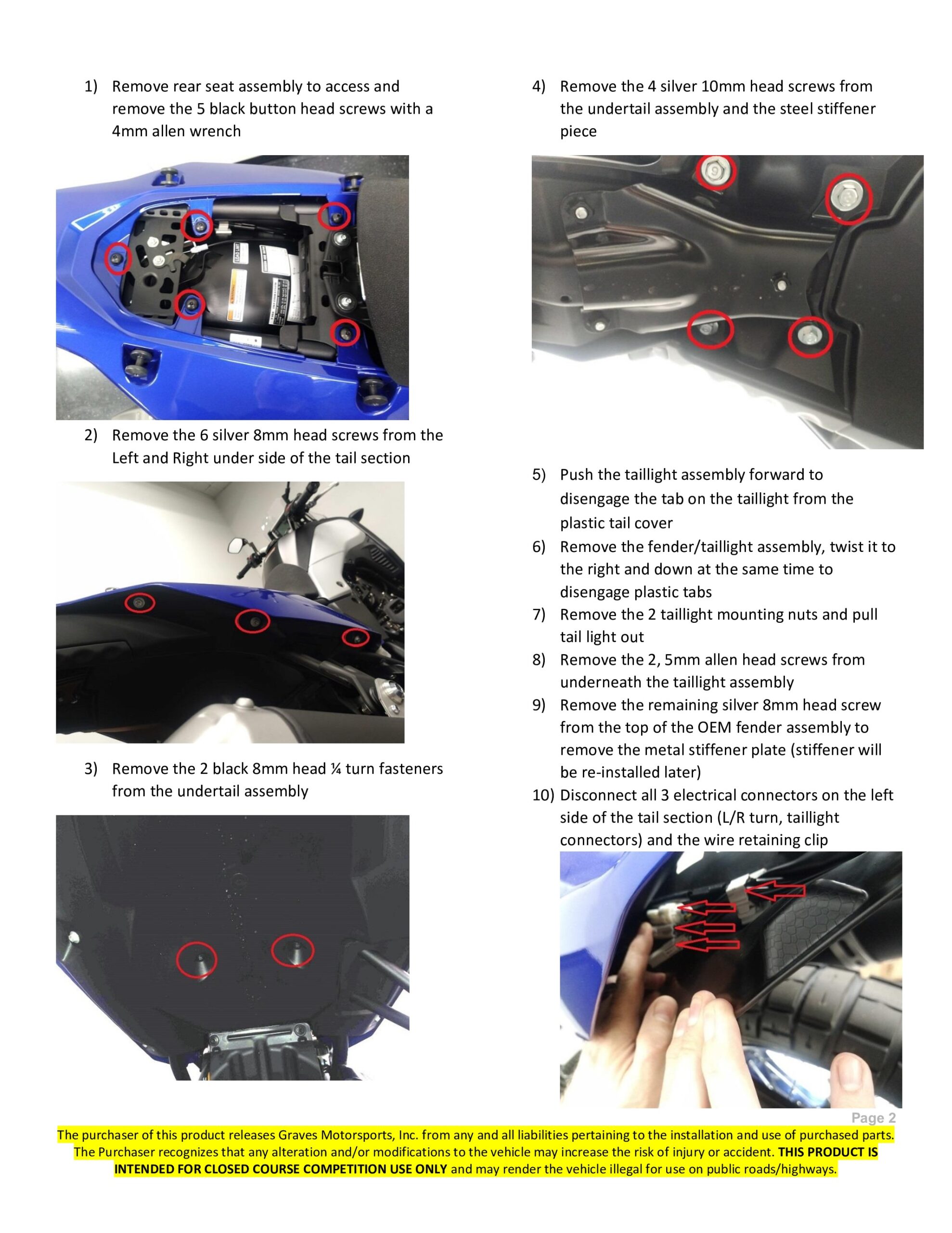 Graves Fender Eliminator Kit Black Aluminum Fits 2020+ Yamaha Tenere 700 - Image 3