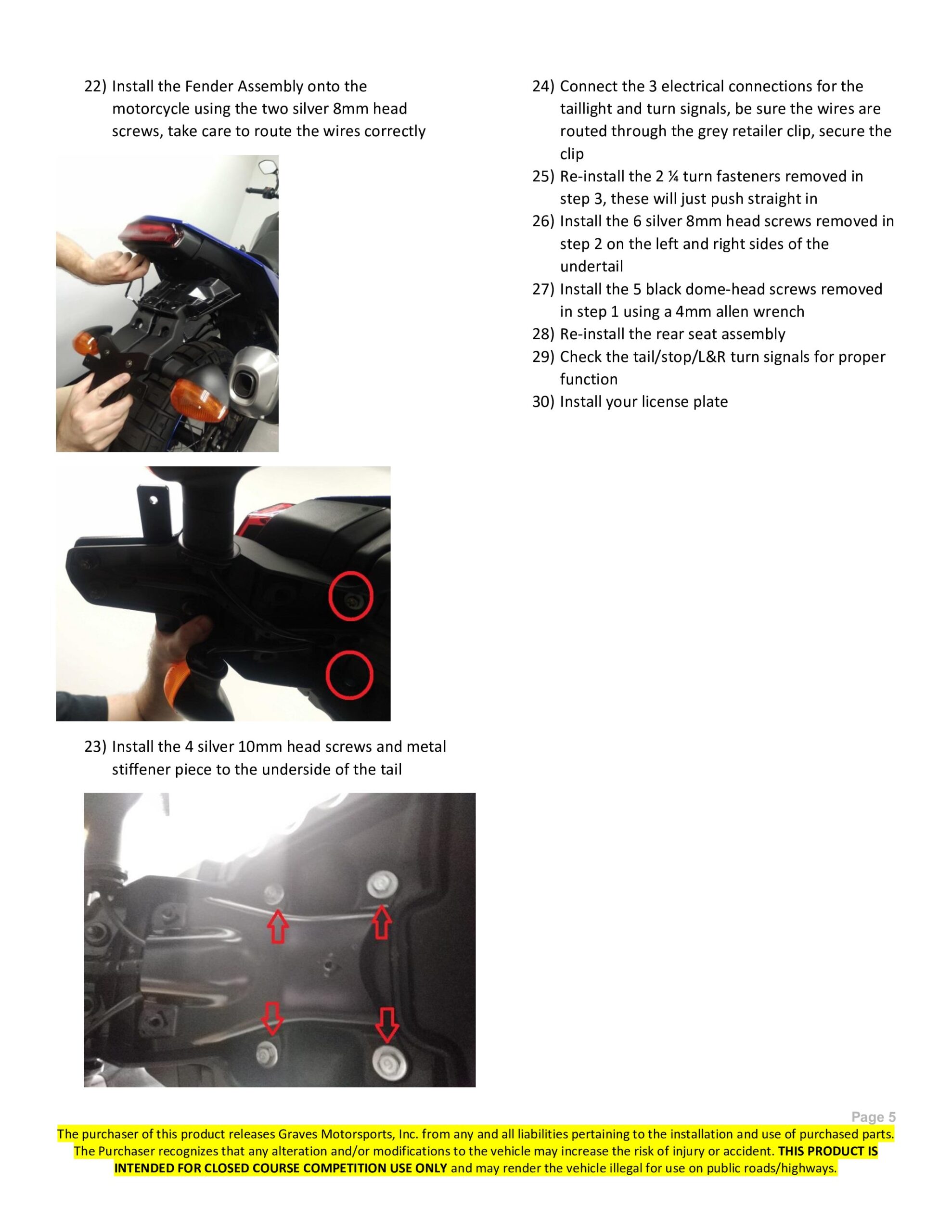 Graves Fender Eliminator Kit Black Aluminum Fits 2020+ Yamaha Tenere 700 - Image 6