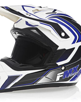 FMX Youth M Motocross Helmet White Blue DOT Approved