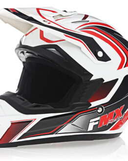 FMX N-600 X-Small Motocross Helmet, White & Red, Double D Closure, DOT Approved