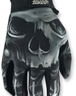 Black Bio-Skull Riding Gloves - Large