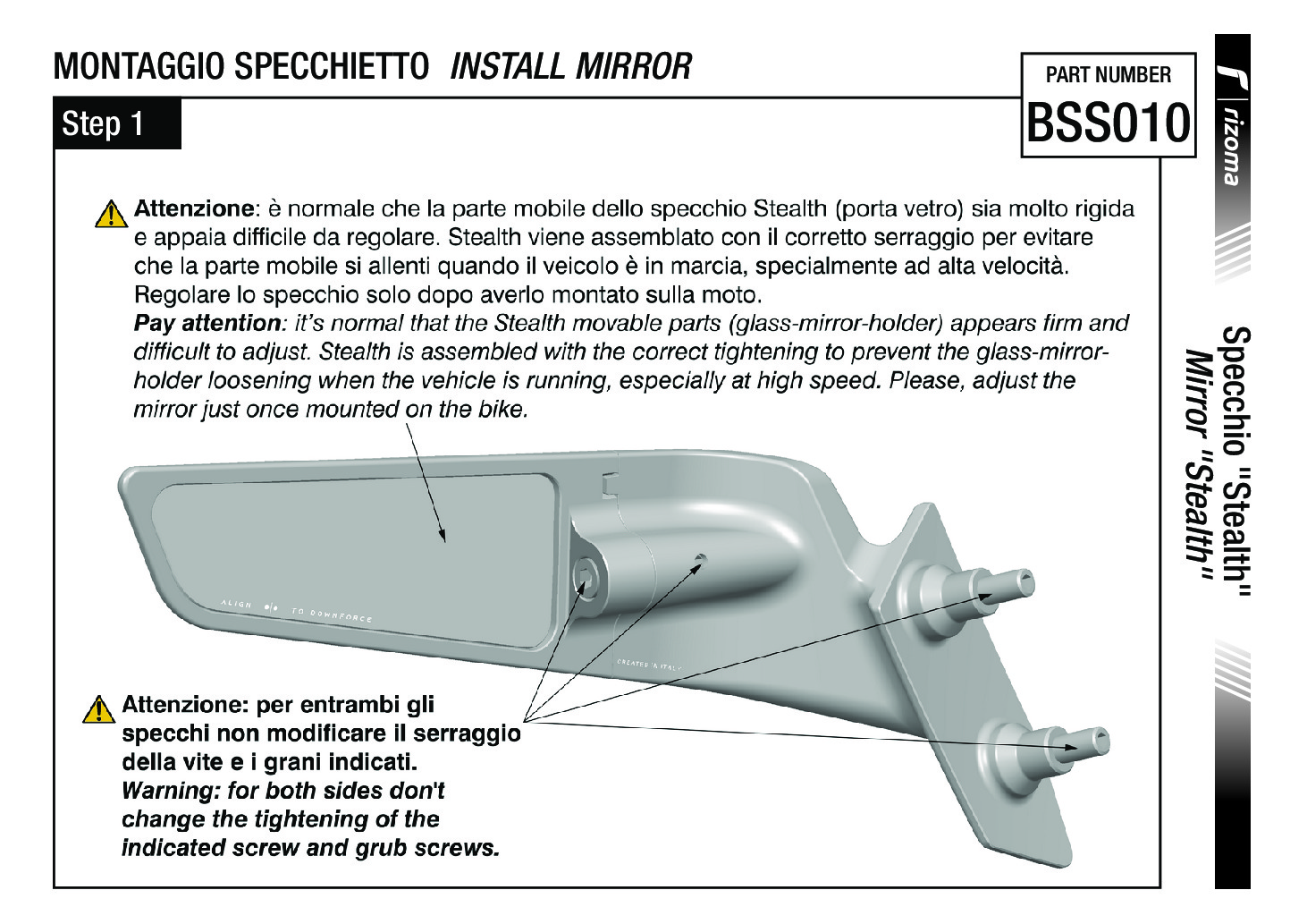 Rizoma Stealth Sport Mirrors Black Pair Fits 20-23 BMW S1000RR - Image 6