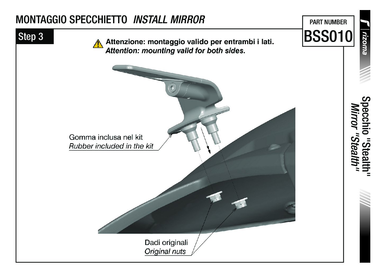 Rizoma Stealth Sport Mirrors Black Pair Fits 20-23 BMW S1000RR - Image 8