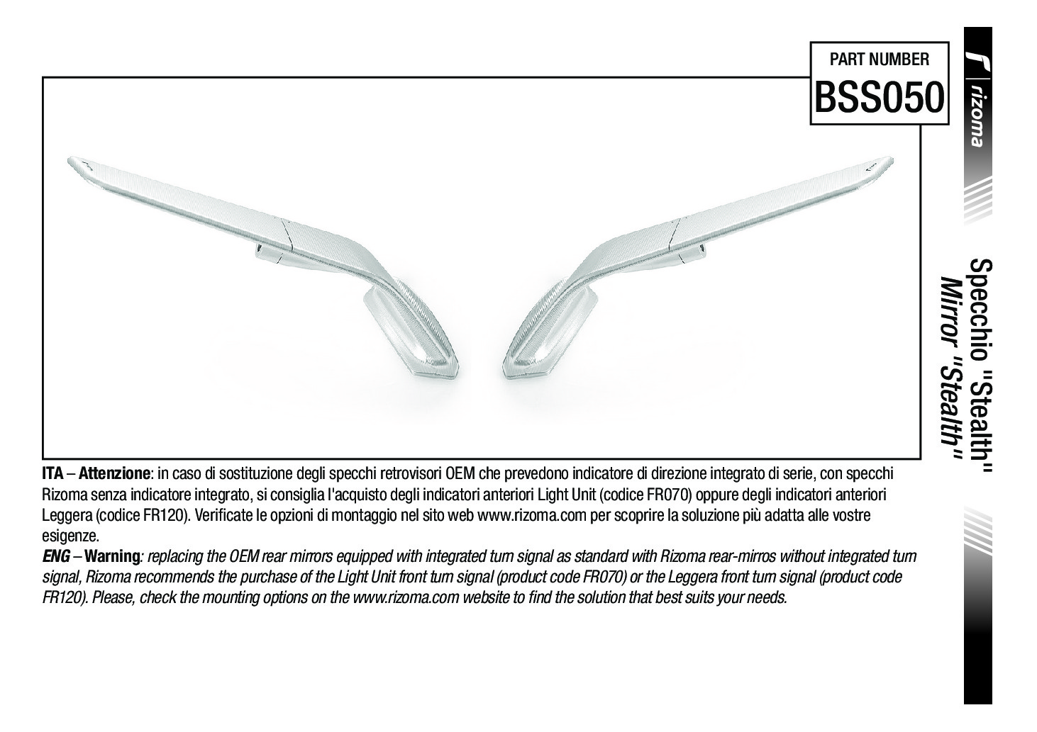 Rizoma Black Stealth Winglet Mirrors Pair Fits 19-23 Suzuki GSXR1000 - Image 5