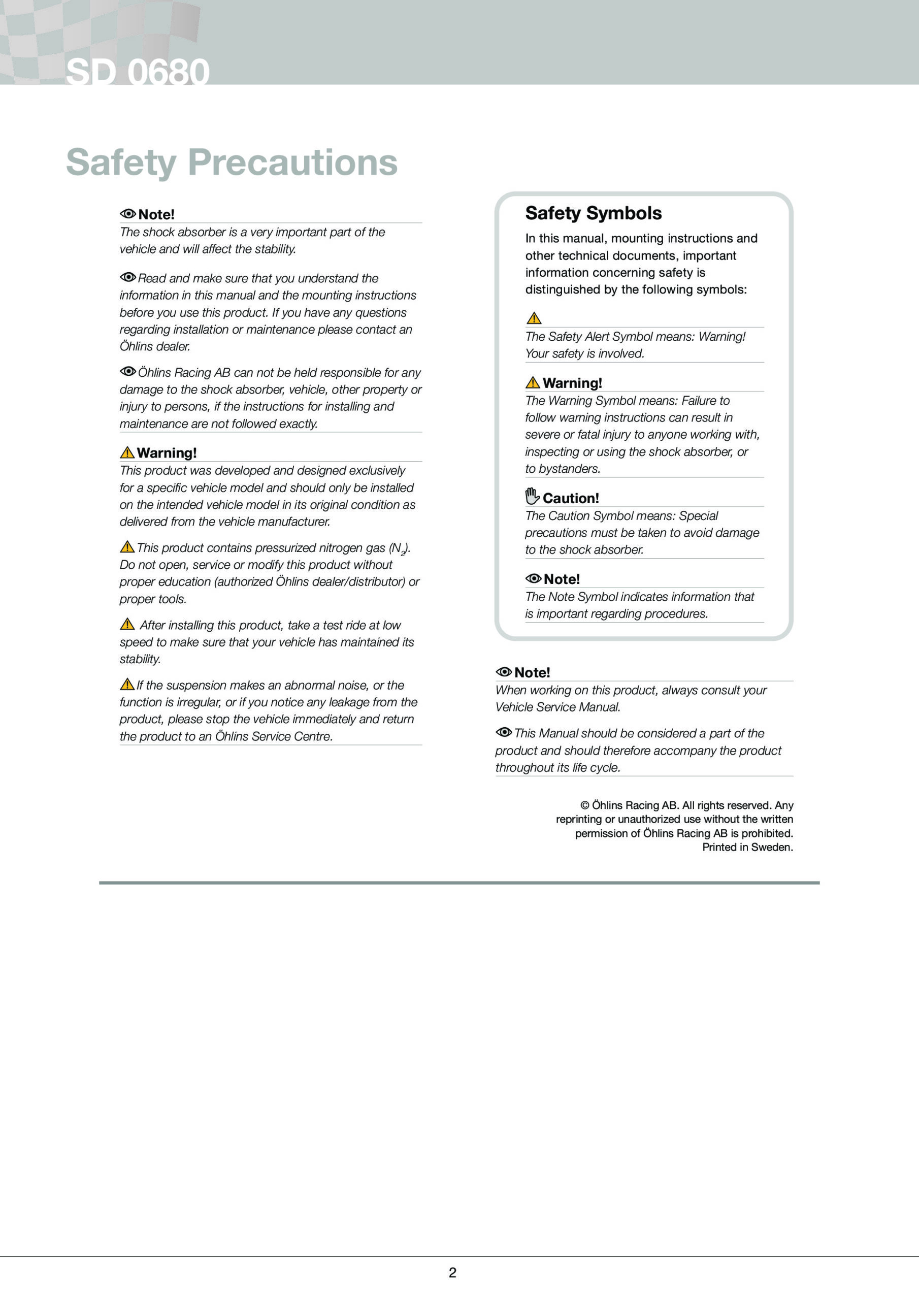 Ohlins Blackline 68mm Motorcycle Steering Damper - Image 4