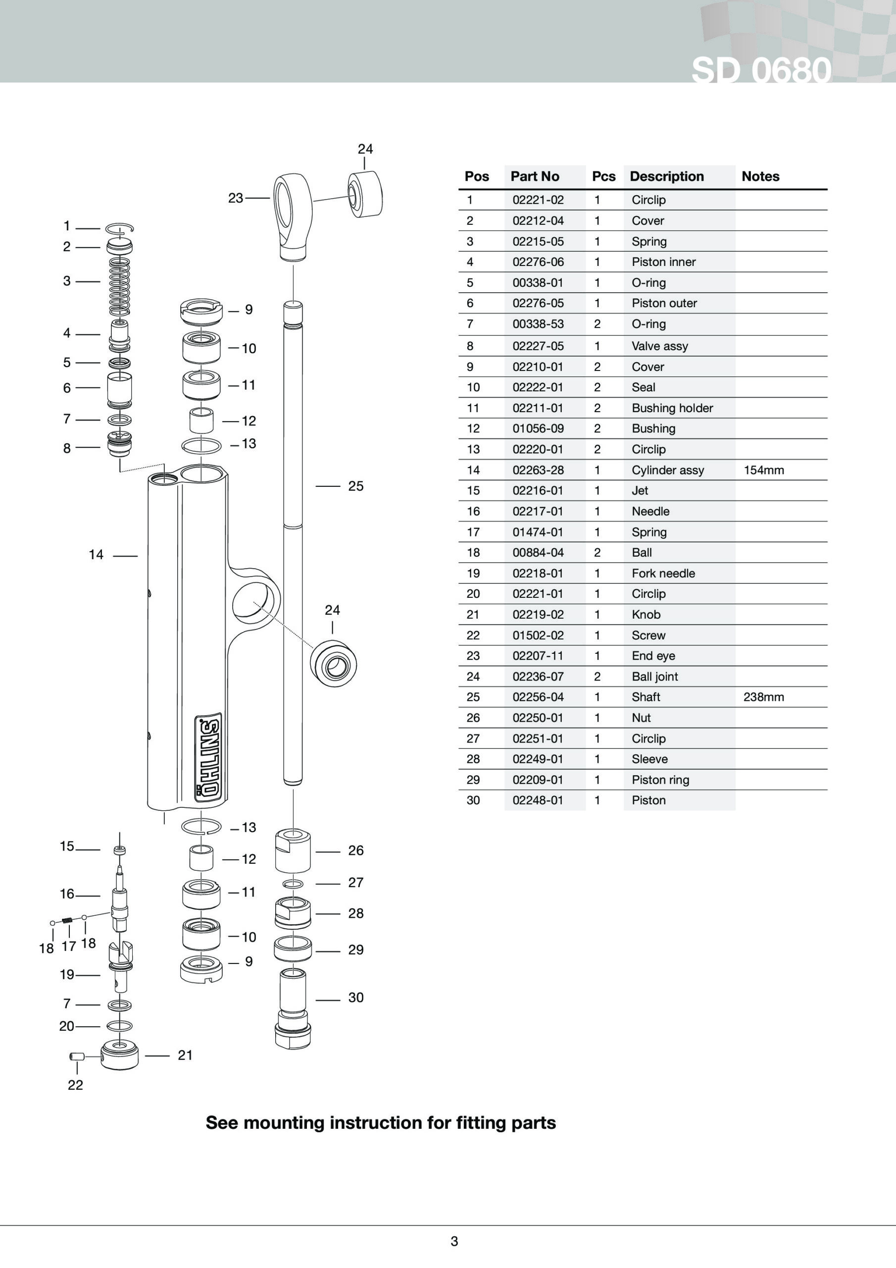 Ohlins Blackline 68mm Motorcycle Steering Damper - Image 5