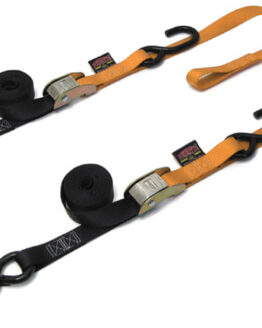 1"x6' Soft-Tye Tie Down w/Secure Hook - Pair, Black & Orange