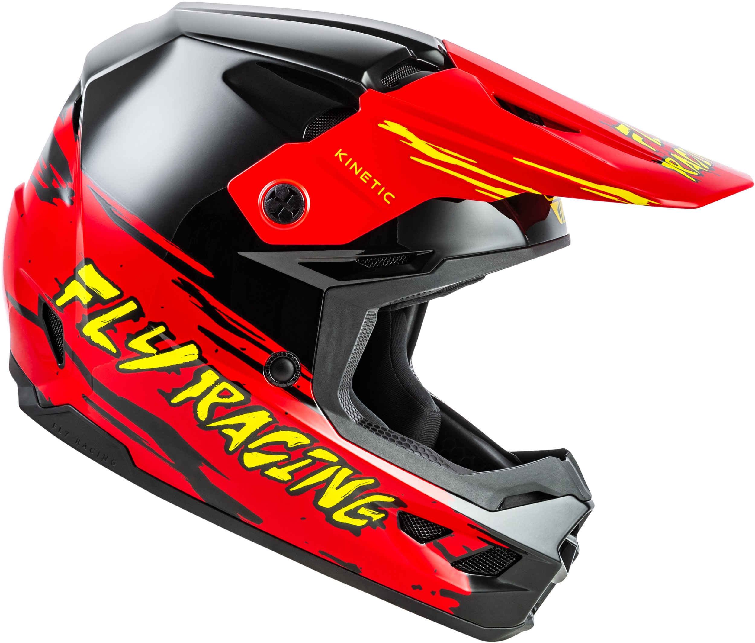 Fly Racing Youth Kinetic Surge Helmet Black/Red/Yellow YM - Image 4