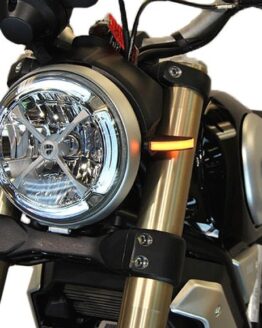 New Rage Cycles Front LED Turn Signals Black Fits 18-24 Ducati Scrambler 1100