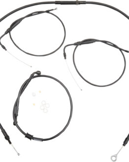 Extended Black Control Cable Kit For Sportsters - Clubman bars (non-ABS)