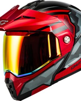 GMAX MD-74 Striker Modular Helmet Black/Grey/Red Large Mirror Red