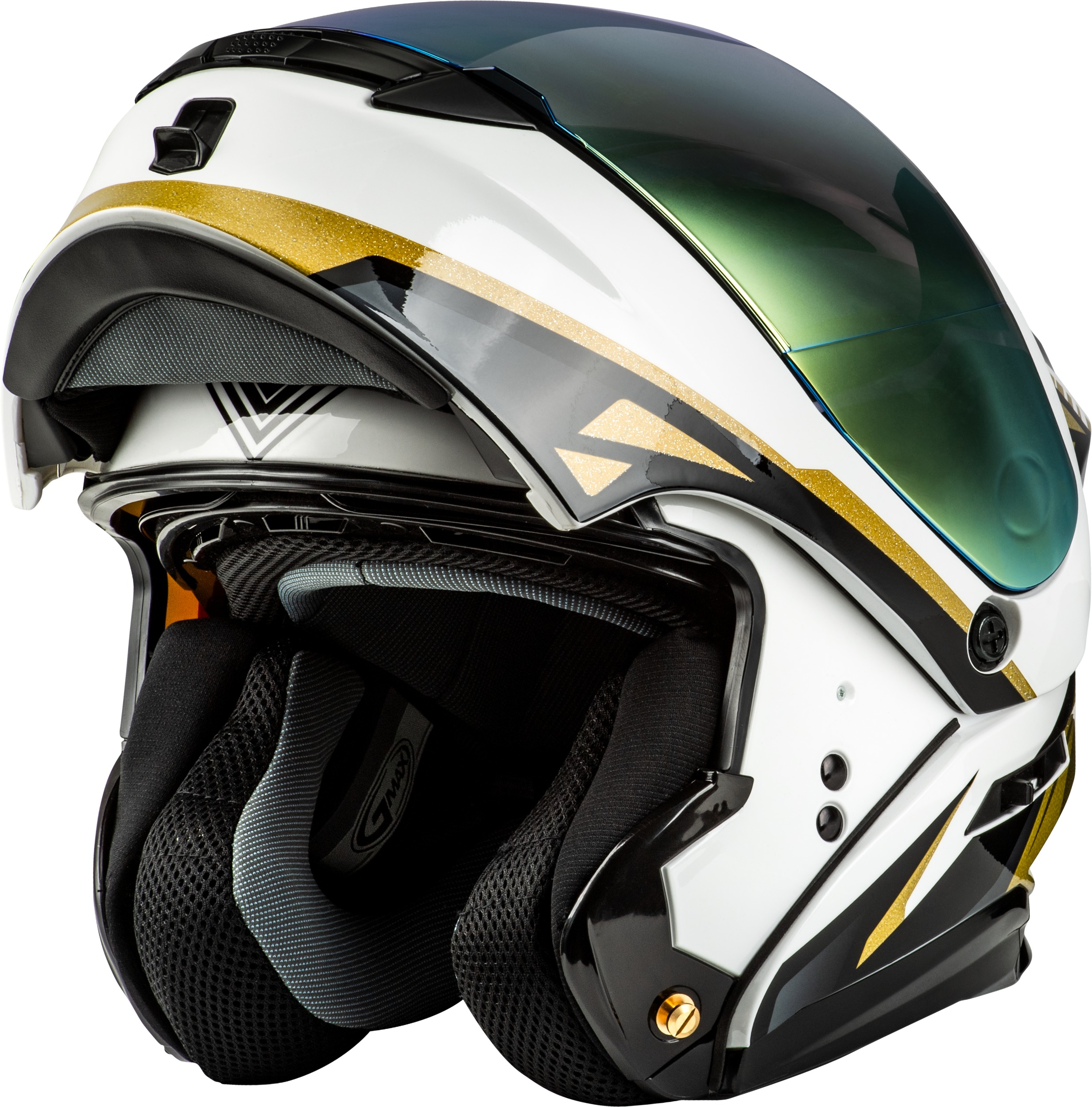 GMAX MD-01 Volta Modular Helmet White/Gold/Black XS - Image 4