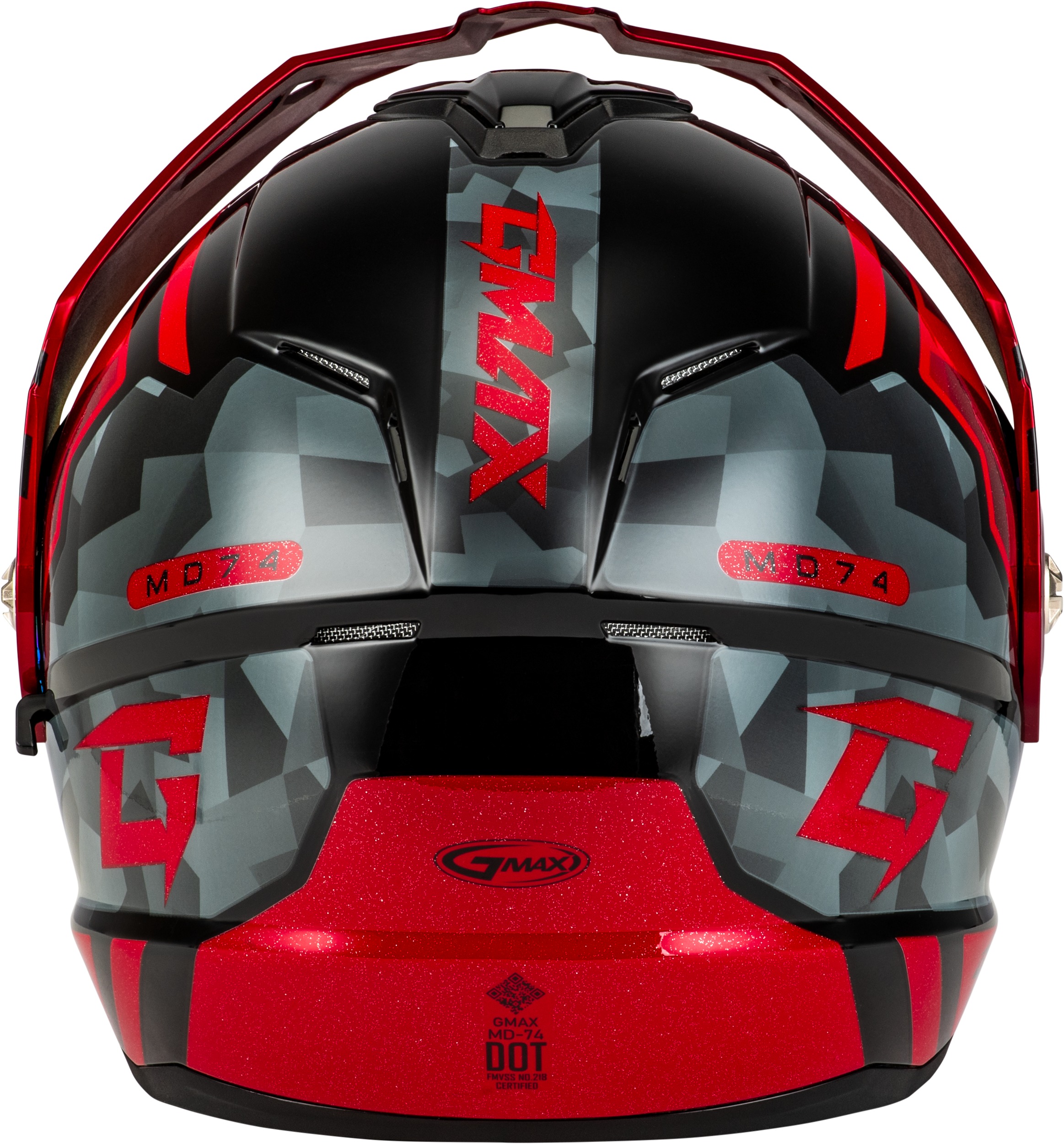 GMAX MD-74 Striker Modular Helmet Black/Grey/Red Large Mirror Red - Image 4