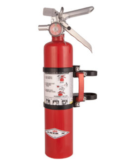 Axia Quick Release Fire Extinguisher Mount Black with 2.5 lb Red Extinguisher