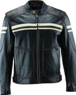 Original Hoodlum Vintage Leather Jacket Black Medium Men's by Kuryakyn