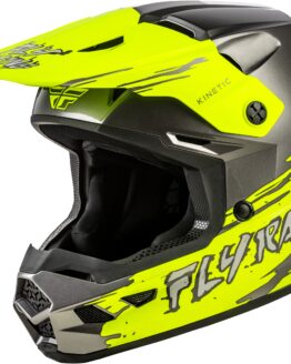 Fly Racing Youth Kinetic Surge Helmet Grey/Hi-Vis Yellow Large