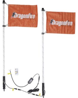 DragonFire 4ft Clear Spiral LED Lighted Whip Pair