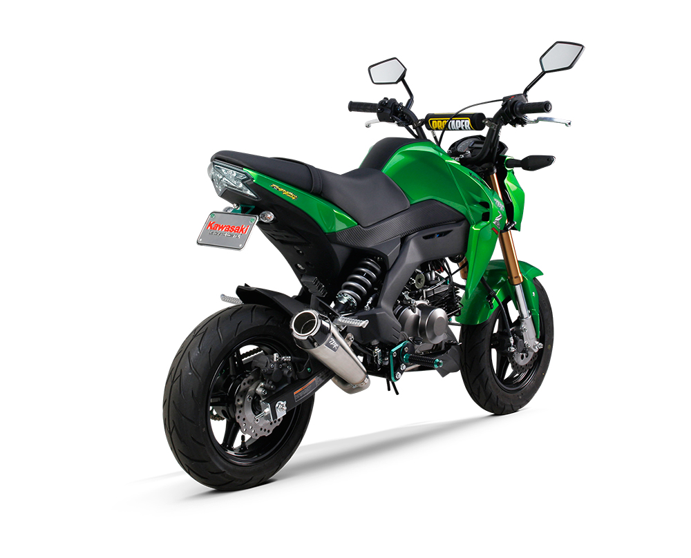 Two Brothers Comp-S Full Exhaust SS/CF Silver Fits 17-25 Kawasaki Z125 Pro - Image 3