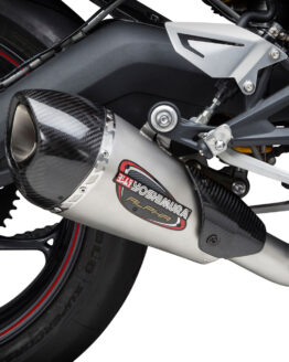 Yoshimura Alpha T SS Slip-On Exhaust Silver Fits 13-17 Triumph Daytona 675
